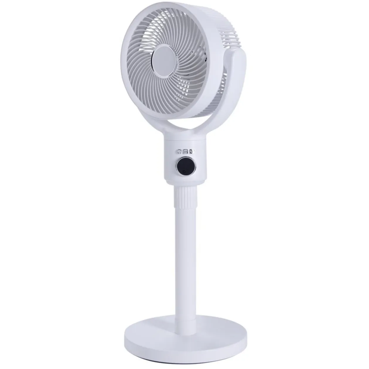 Ventilateur sur pied 35W rond orientable digital avec télécommande blanc Ø29xH100cm