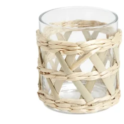 Verre bas transparent avec raphia Ø8xH9cm < Gifi Sale
