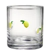 Verre bas transparent motif relief citron jaune Ø9xH10cm