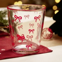 Verre bas transparent motifs noeuds roses Ø8,8xH10cm < Gifi Outlet