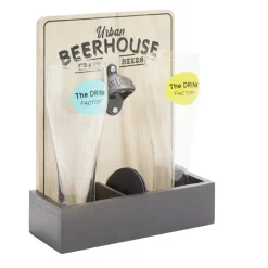 Verre à bière 50cl x2 avec support décapsuleur et 2 sous-verres < Gifi New