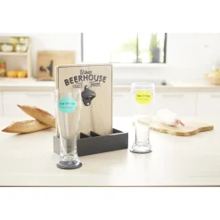 Verre à bière 50cl x2 avec support décapsuleur et 2 sous-verres < Gifi New