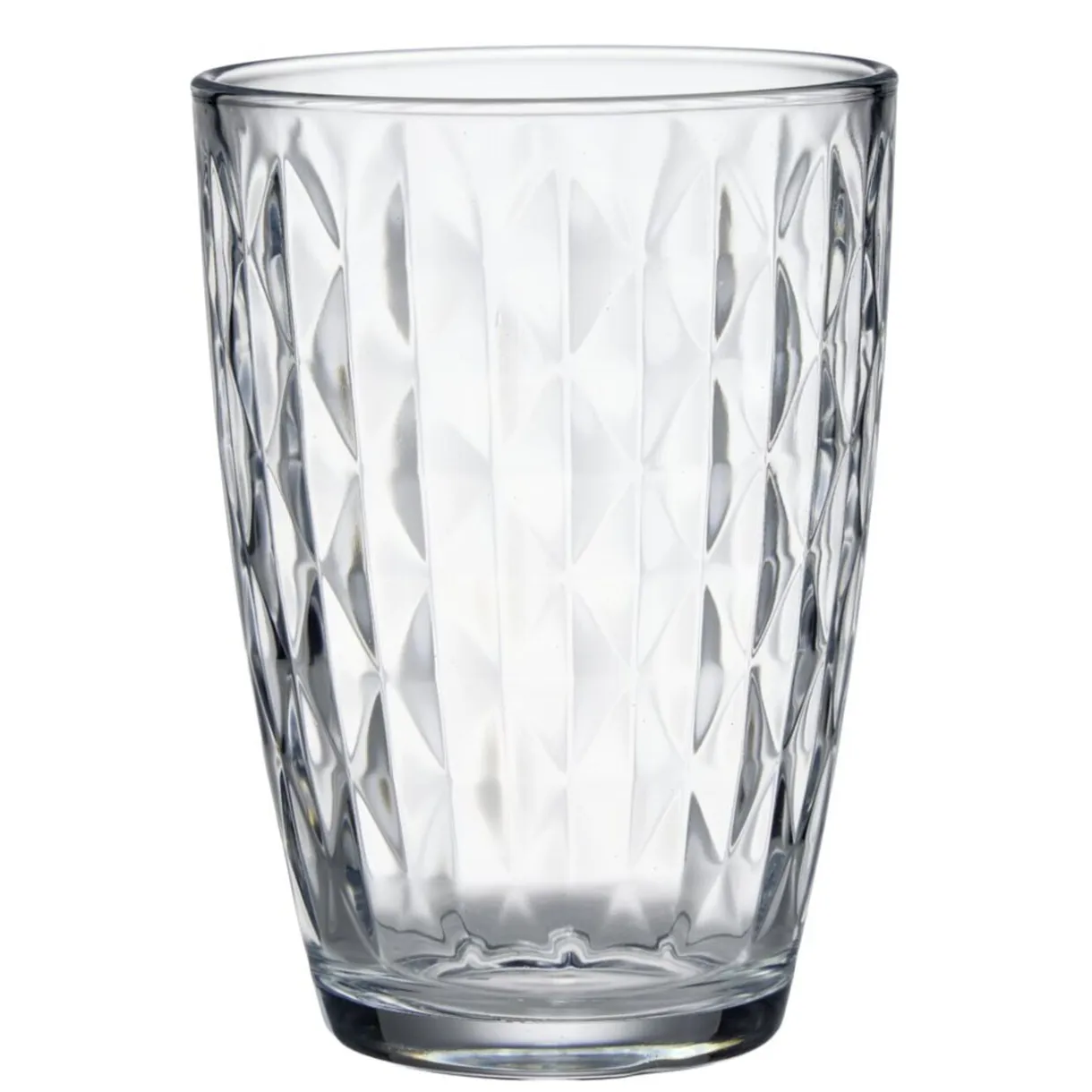 Verre 41,5cl x6 losange relief en verre transparent Ø8,5xH12cm < Gifi Outlet