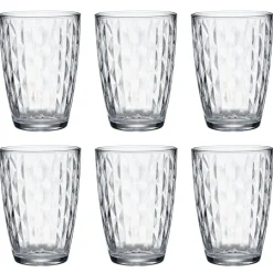 Verre 41,5cl x6 losange relief en verre transparent Ø8,5xH12cm < Gifi Outlet