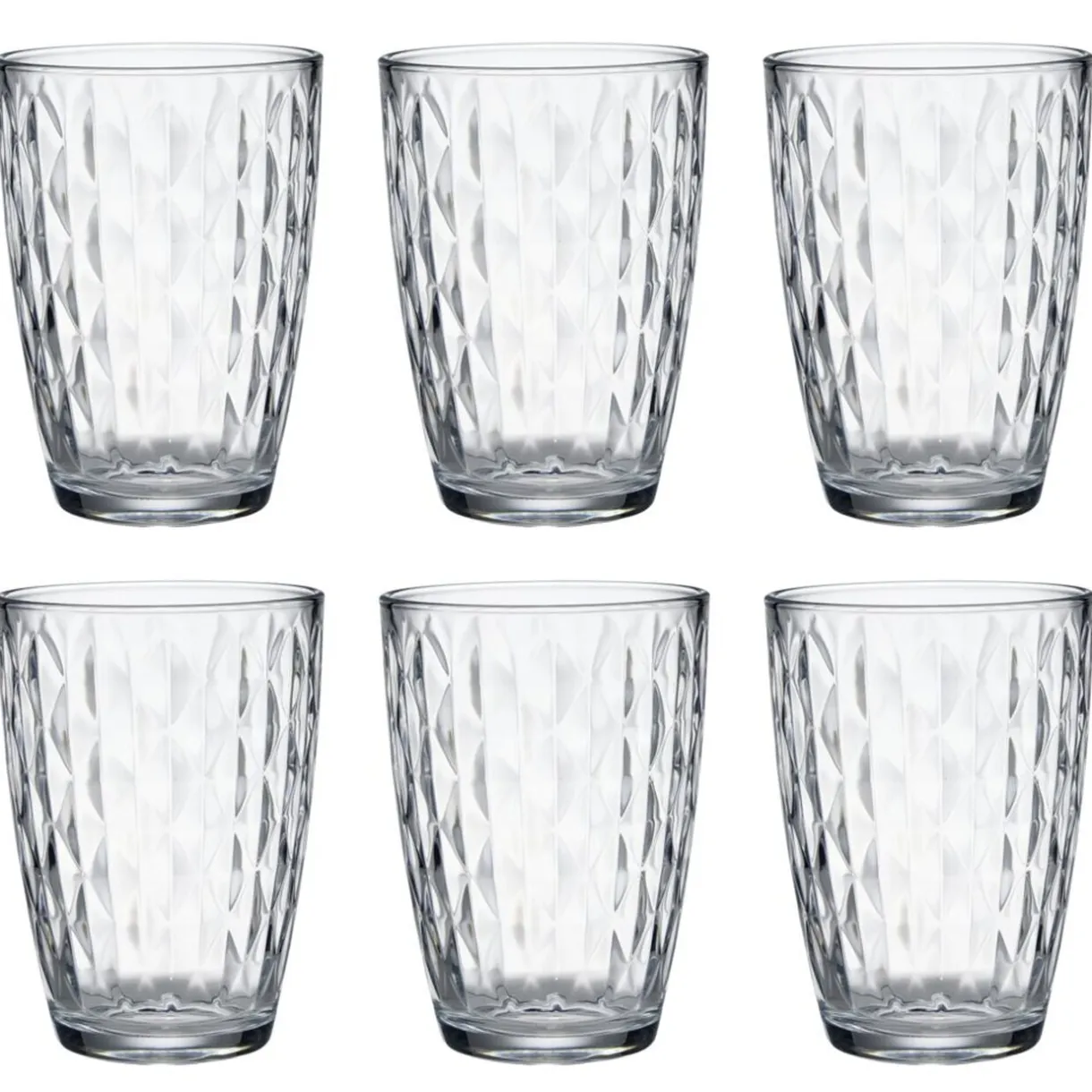 Verre 41,5cl x6 losange relief en verre transparent Ø8,5xH12cm < Gifi Outlet
