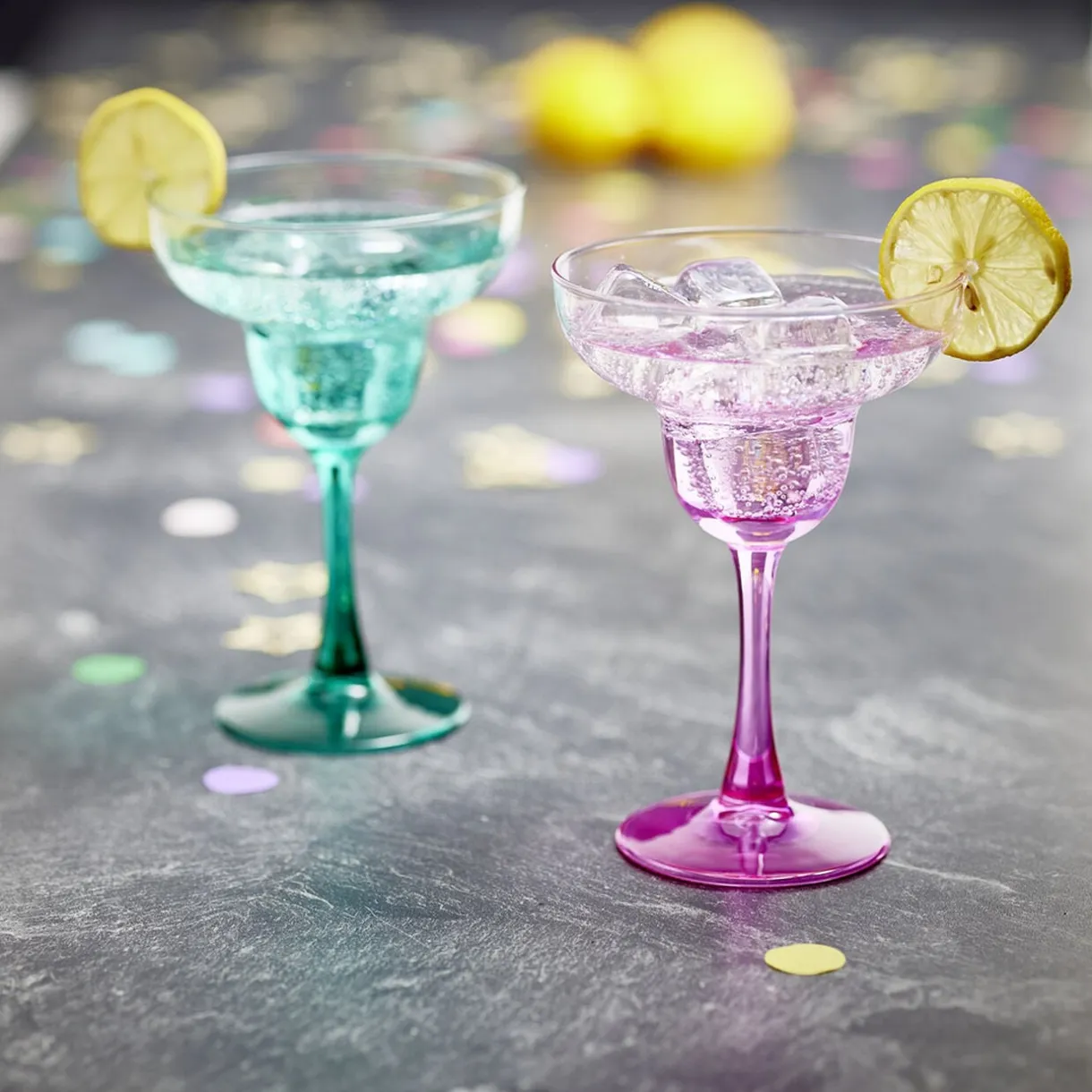 Verre à cocktail sur pied x2 en verre rose et vert 240ml < Gifi Hot