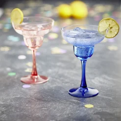 Verre à cocktail sur pied x2 en verre bleu et orange 240ml < Gifi Hot