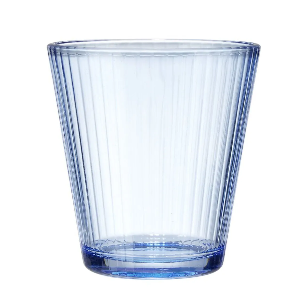 Verre en verre design nervuré bleu Ø9xH9,5cm