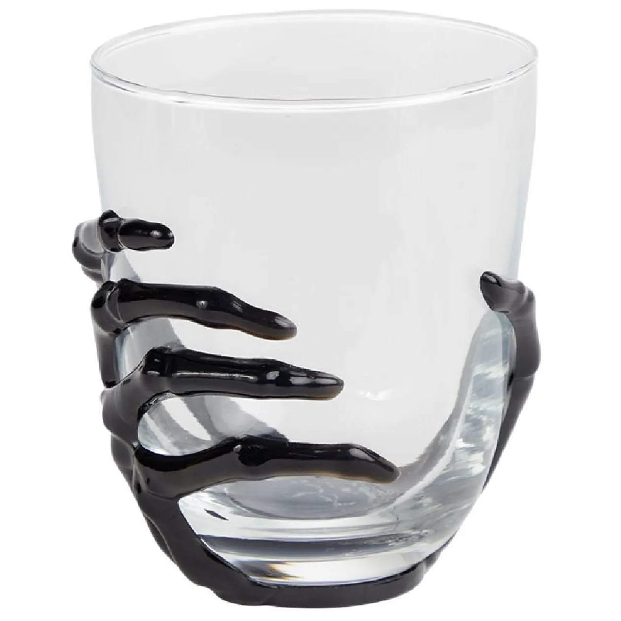 Verre main squelette Halloween noir transparent