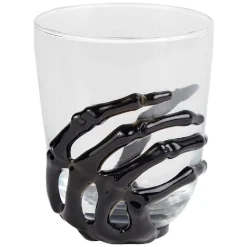 Verre main squelette Halloween noir transparent