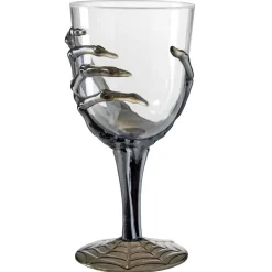 Verre à pied Halloween main squelette H18cm (2 modèles noir ou violet) < Gifi