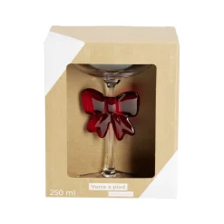 Verre à pied 250ml avec noeud rouge Ø10,5xH17,5cm < Gifi Hot