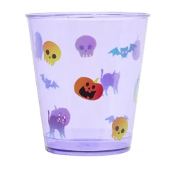 Verre plastique motif Halloween orange et violet Ø7xH13cm x6