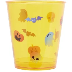 Verre plastique motif Halloween orange et violet Ø7xH13cm x6