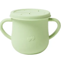 Verre tasse bébé d'apprentissage avec couvercle et anses en silicone H11cm