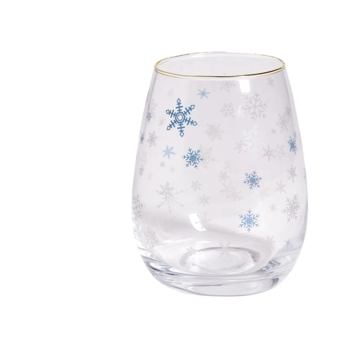 Verre transparent bord doré avec motifs flocons de neige 46cl < Gifi Outlet