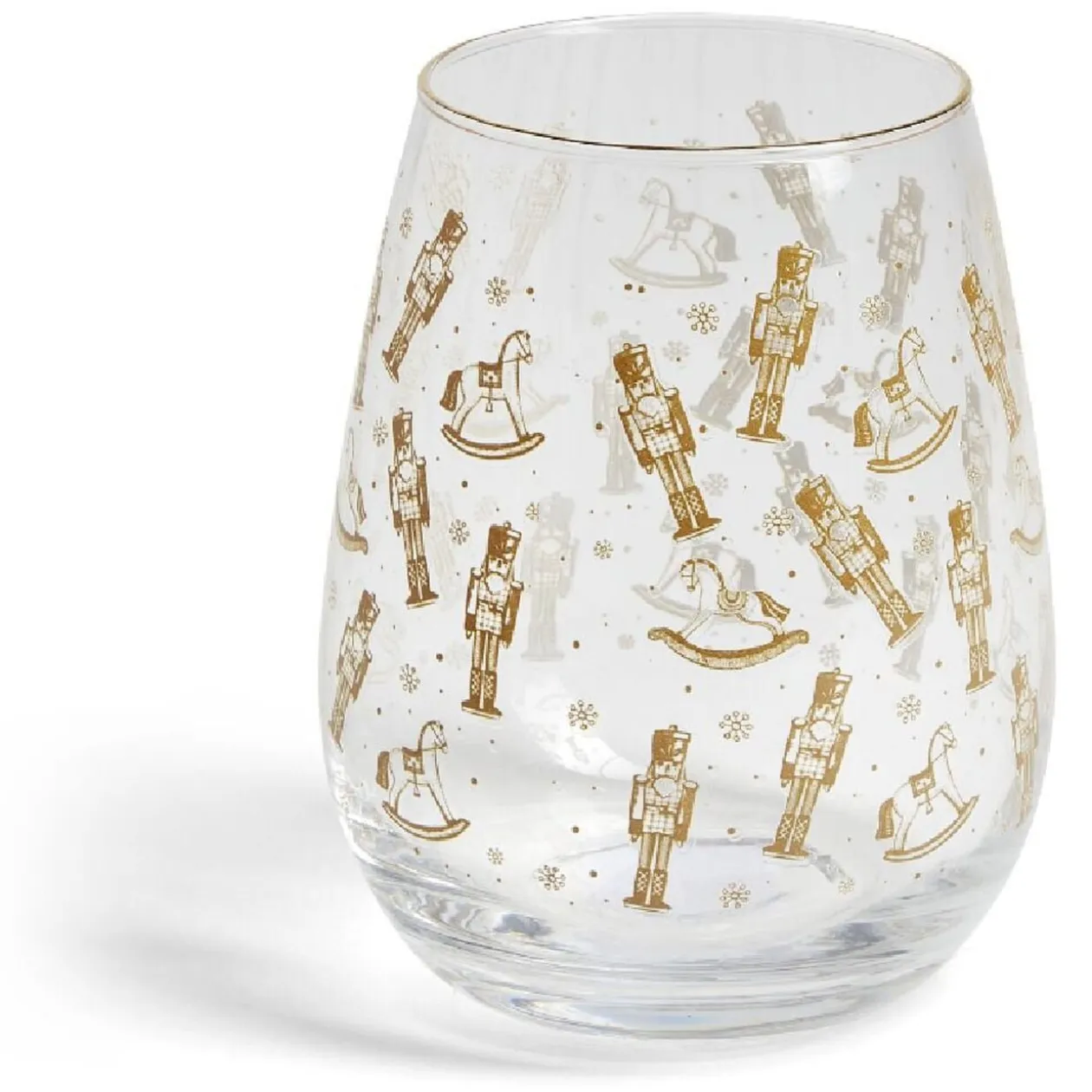 Verre transparent motif Noël doré 46cl (2 modèles)