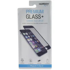 Verre trempé 3D pour Iphone 6, 6S, 7 et 8 transparent et noir