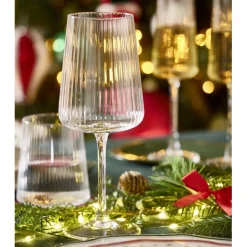 Verre à vin motif strié 520 ml Ø9XH23 cm verre transparent < Gifi