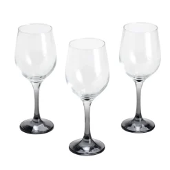 Verre à vin x3 avec pied gris fumé 39,5cl < Gifi Hot