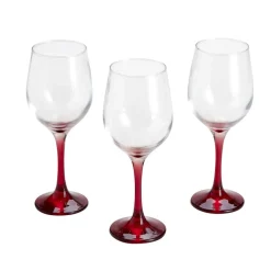Verre à vin x3 avec pied rouge fumé 39,5cl < Gifi Best
