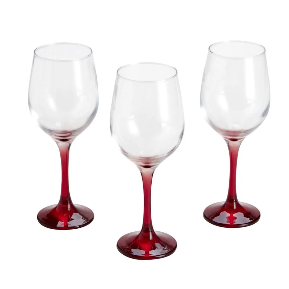 Verre à vin x3 avec pied rouge fumé 39,5cl < Gifi Best
