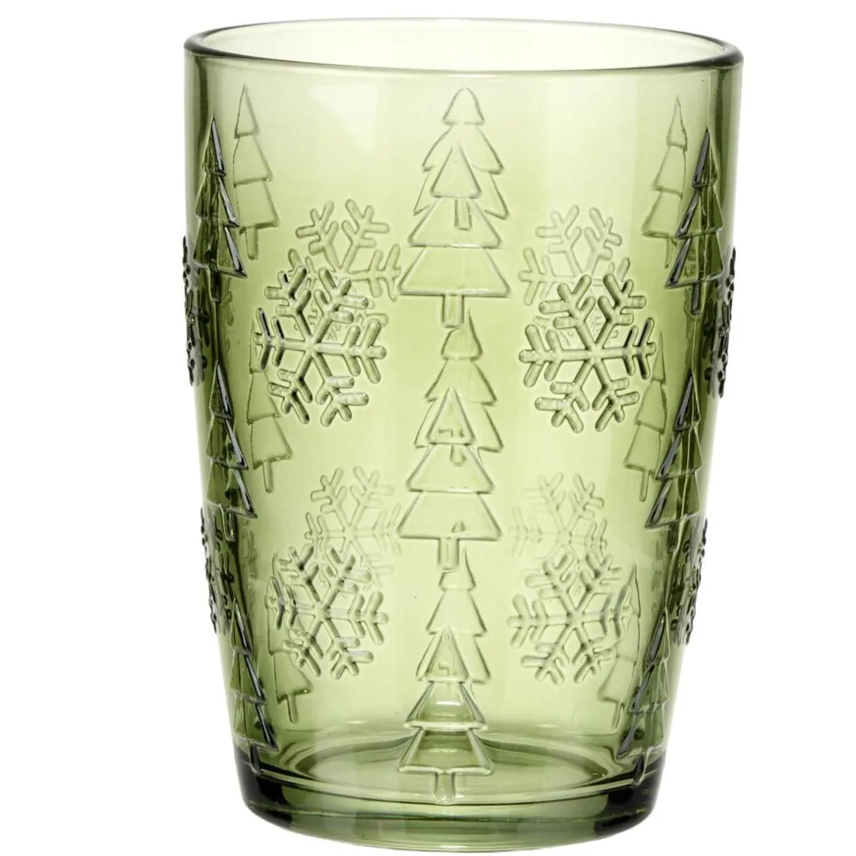 Verre X4 motif relief verre 350 ml Ø8XH12 cm vert < Gifi New