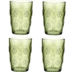 Verre X4 motif relief verre 350 ml Ø8XH12 cm vert < Gifi New