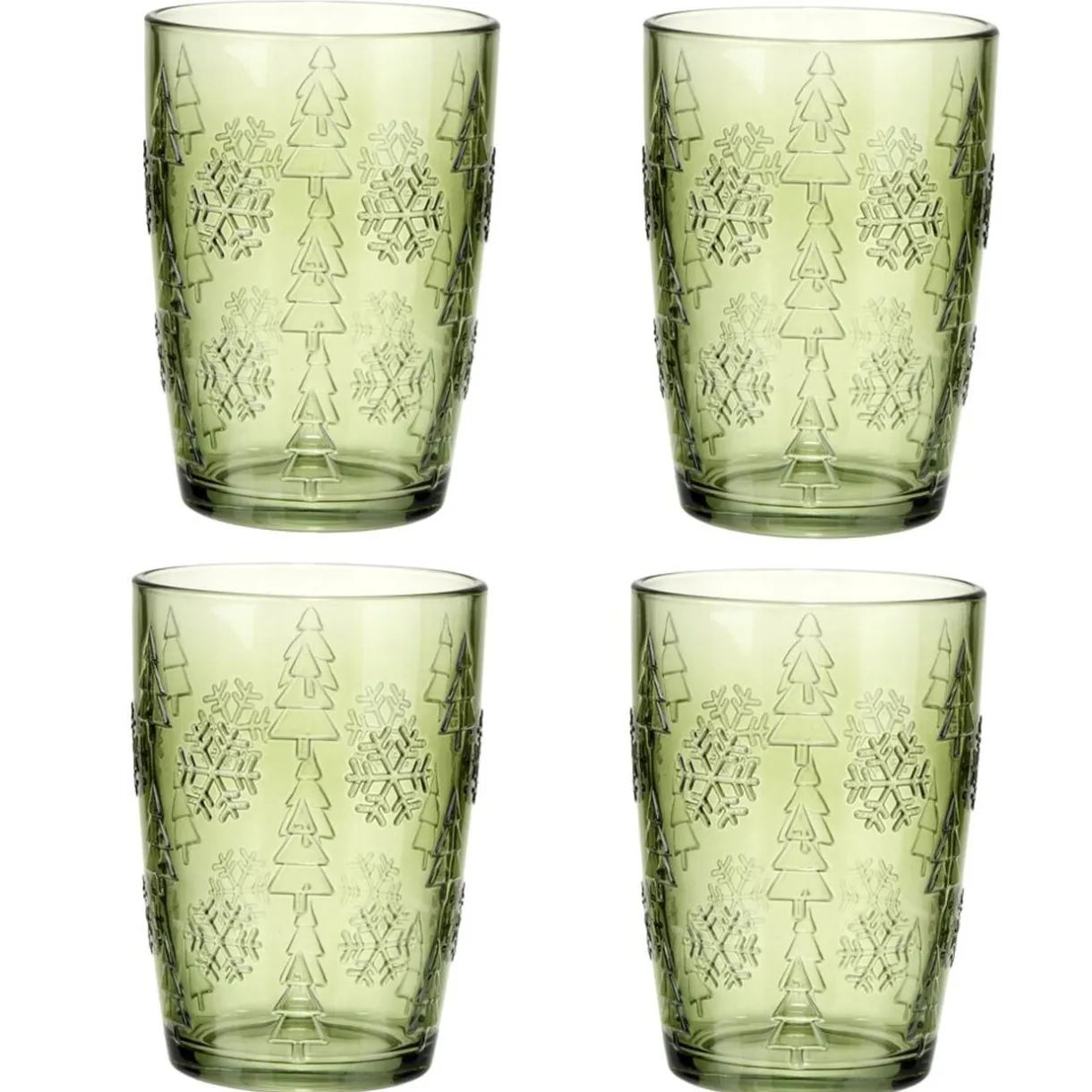 Verre X4 motif relief verre 350 ml Ø8XH12 cm vert < Gifi New