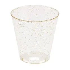 Verrine plastique réutilisable x10 carrée dorée pailletée 3x3xH5cm
