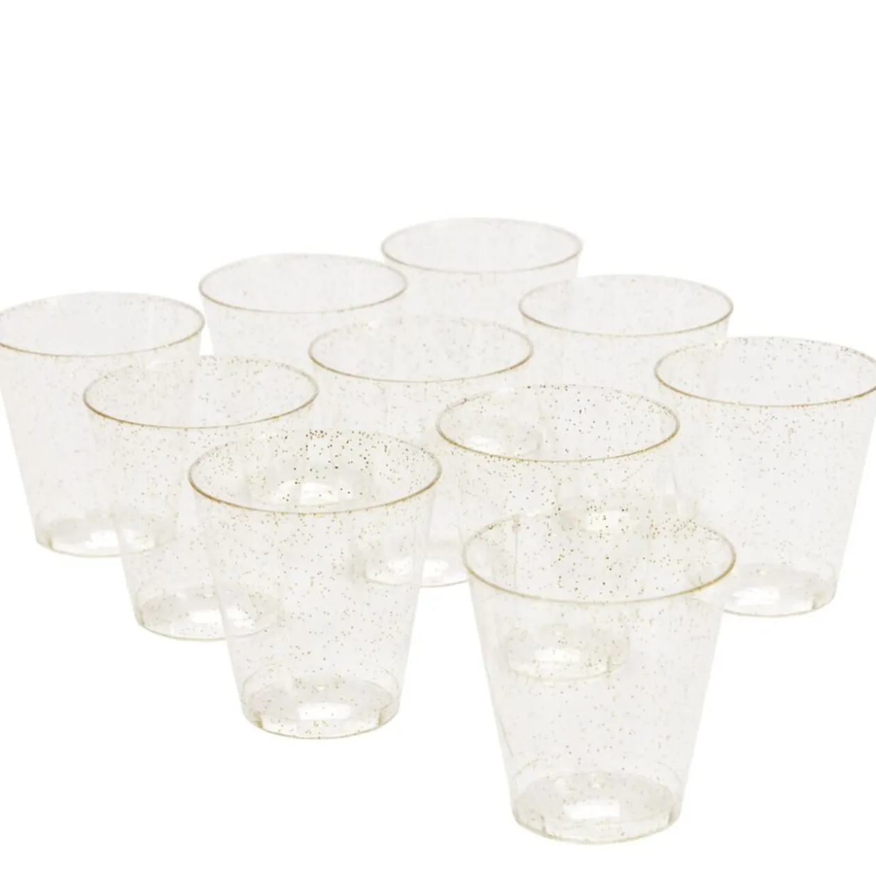 Verrine plastique réutilisable x10 carrée dorée pailletée 3x3xH5cm
