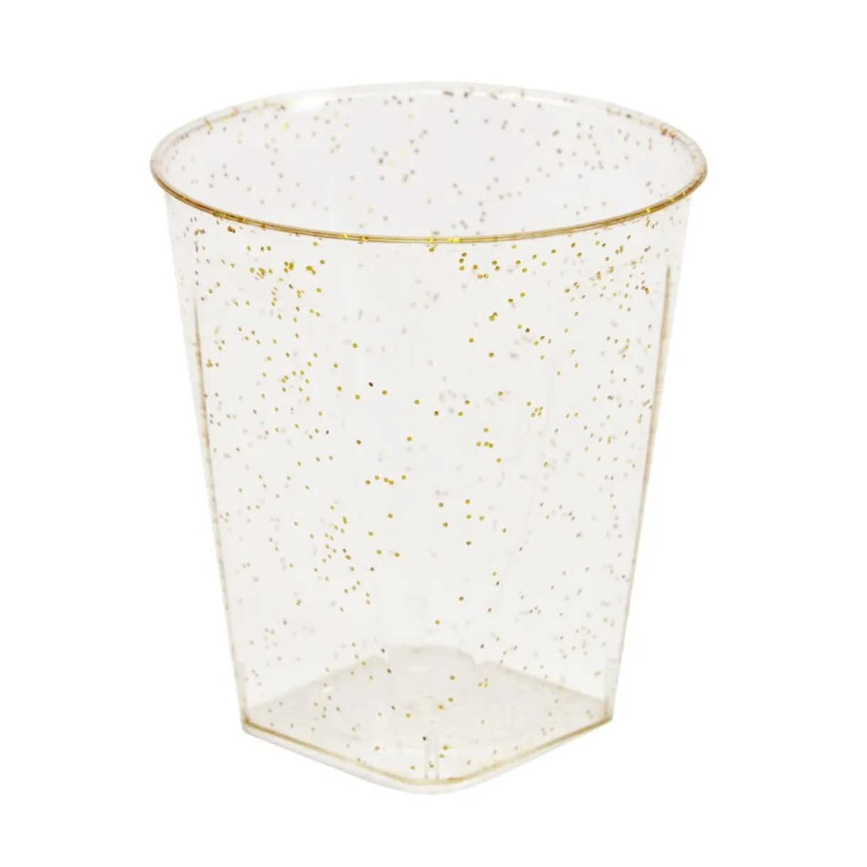 Verrine plastique réutilisable x10 ronde dorée pailletée 3x3xH5cm < Gifi
