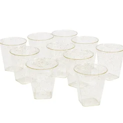 Verrine plastique réutilisable x10 ronde dorée pailletée 3x3xH5cm < Gifi