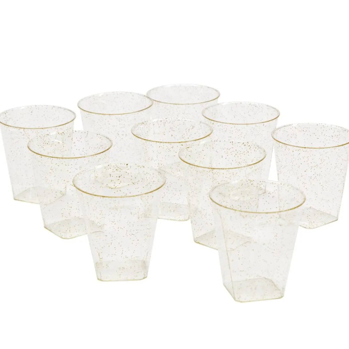Verrine plastique réutilisable x10 ronde dorée pailletée 3x3xH5cm < Gifi