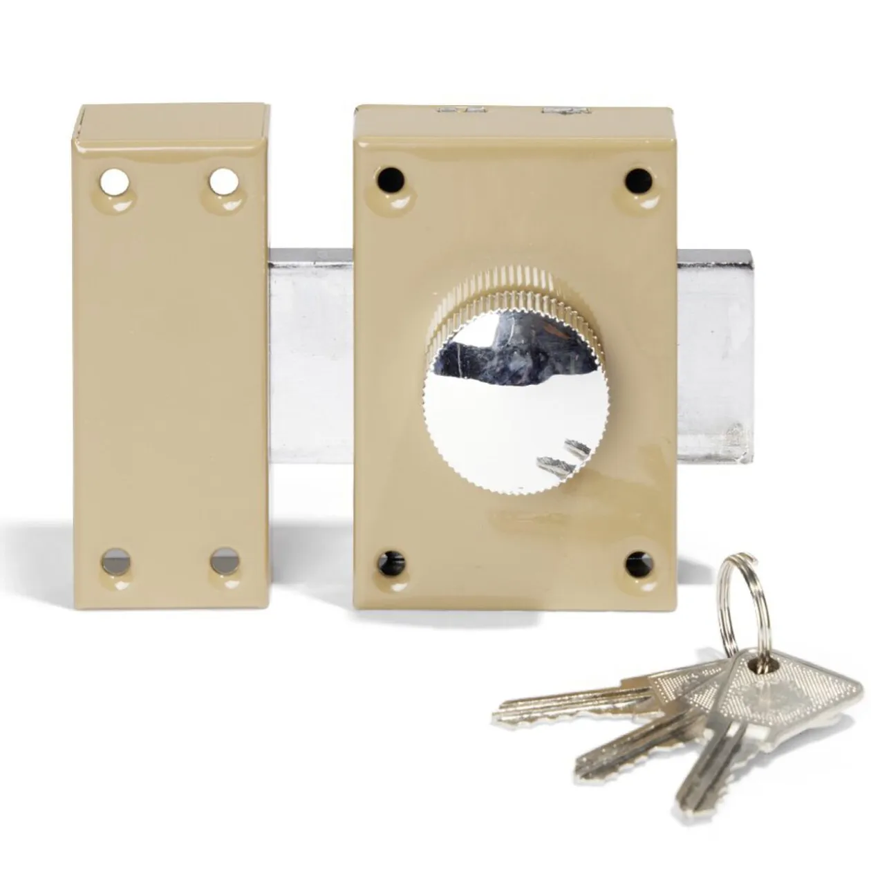 Verrou bouton fer et acier 11x8,6x7,9cm