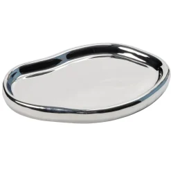 Vide-poche arrondi en dolomite 17x24cm (2 modèles blanc ou argenté) < Gifi Sale