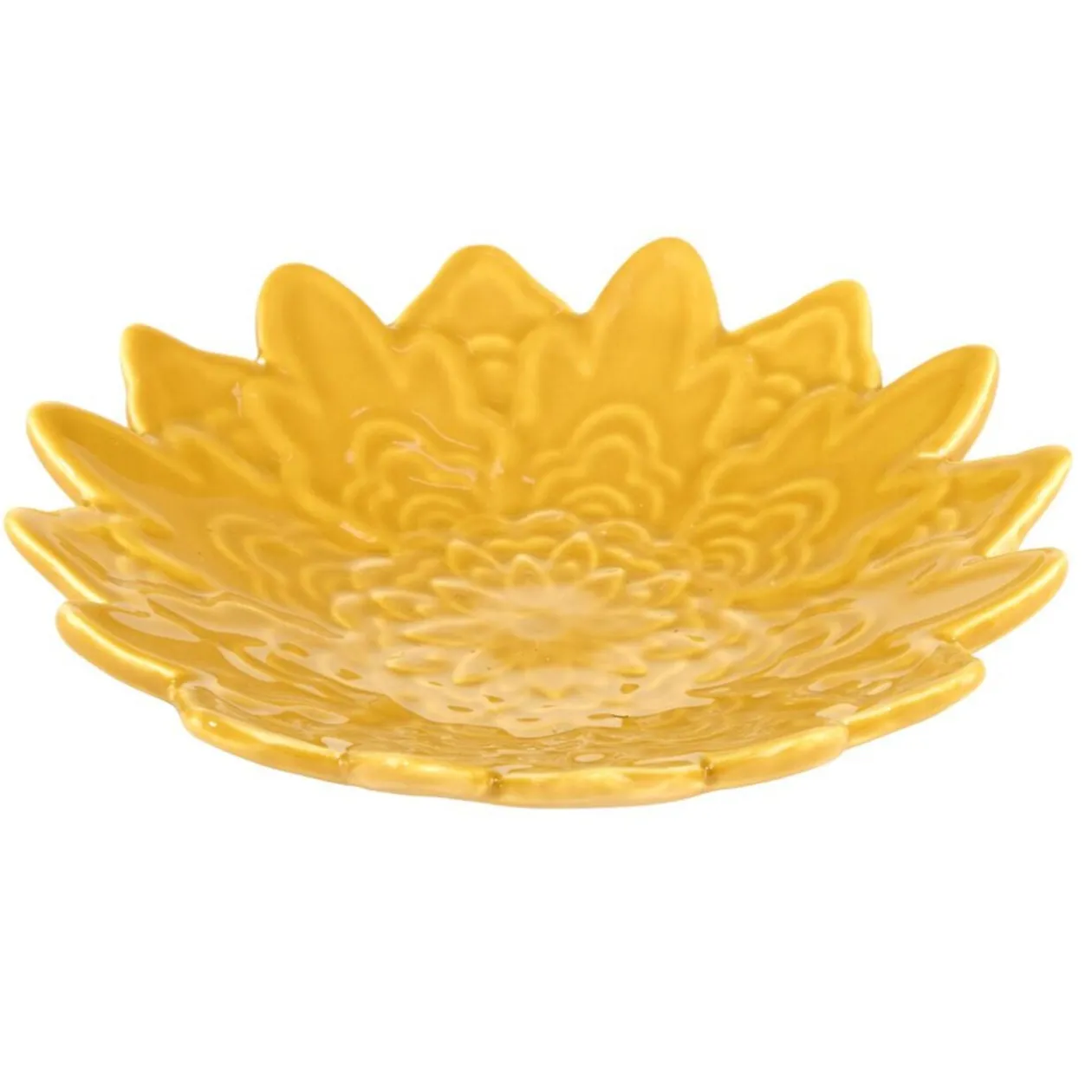 Vide-poche forme fleur de tournesol en dolomite Ø13cm (3 modèles)