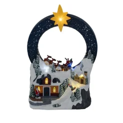 Village animé et lumineux avec maisons et traineau Père Noël 19x11xH29cm < Gifi Clearance