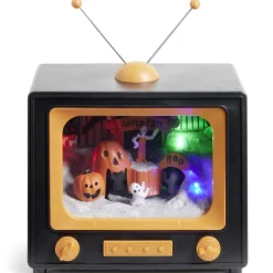 Village animé Halloween à piles télévision pumpkin park H19cm