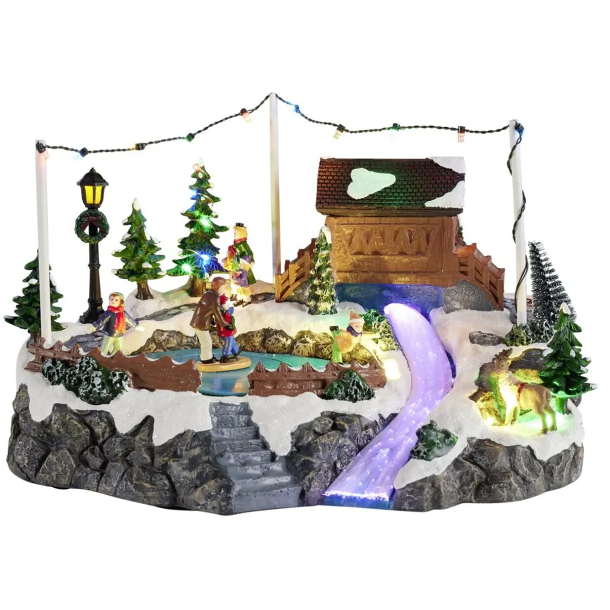 Village de Noël animé LED et sa patinoire 32,5x22xH20cm < Gifi Sale