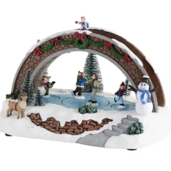 Village de Noël animé LED scène lac et pont 26,5x16xH18,5cm < Gifi Hot