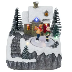 Village de Noël animé LED scène patinoire 11,5x10,5xH13,5cm (3 modèles) < Gifi Hot