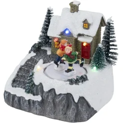 Village de Noël animé LED scène patinoire 11,5x10,5xH13,5cm (3 modèles) < Gifi Hot