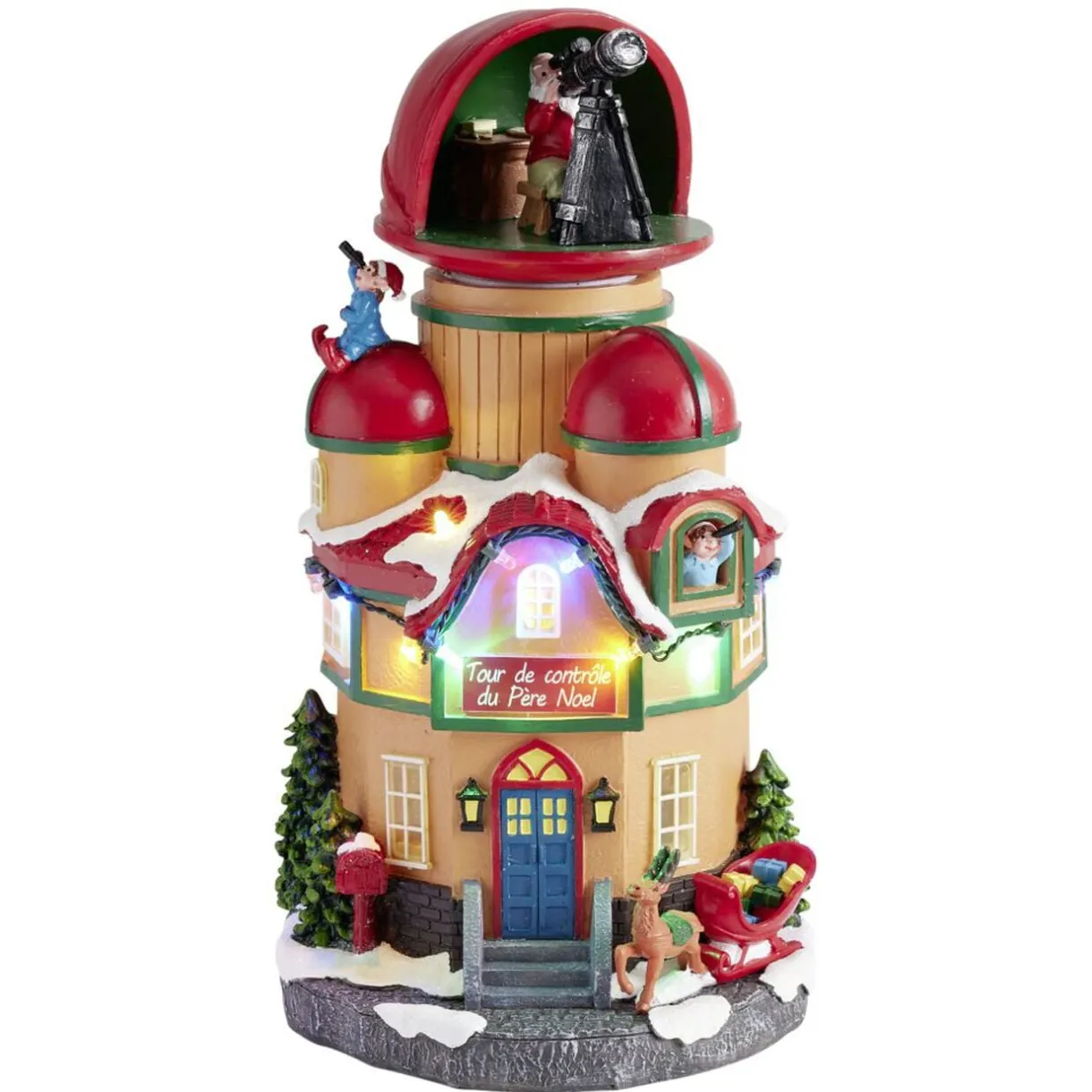 Village de Noël animé LED tour de contrôle du Père Noël 16x14xH26cm < Gifi Hot