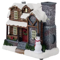 Village de Noël LED animé scène fumée de cheminée 15x8xH13cm < Gifi