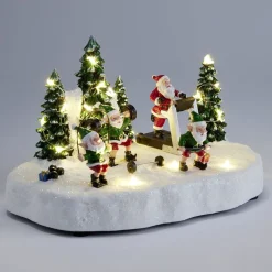 Village de Noël LED scène activité sport du Père Noël 23x15xH14cm