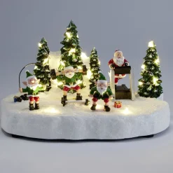 Village de Noël LED scène activité sport du Père Noël 23x15xH14cm