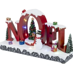 Village Noël lumineux et animé 12 LED scène festive 29,5x10xH16,5cm < Gifi Sale