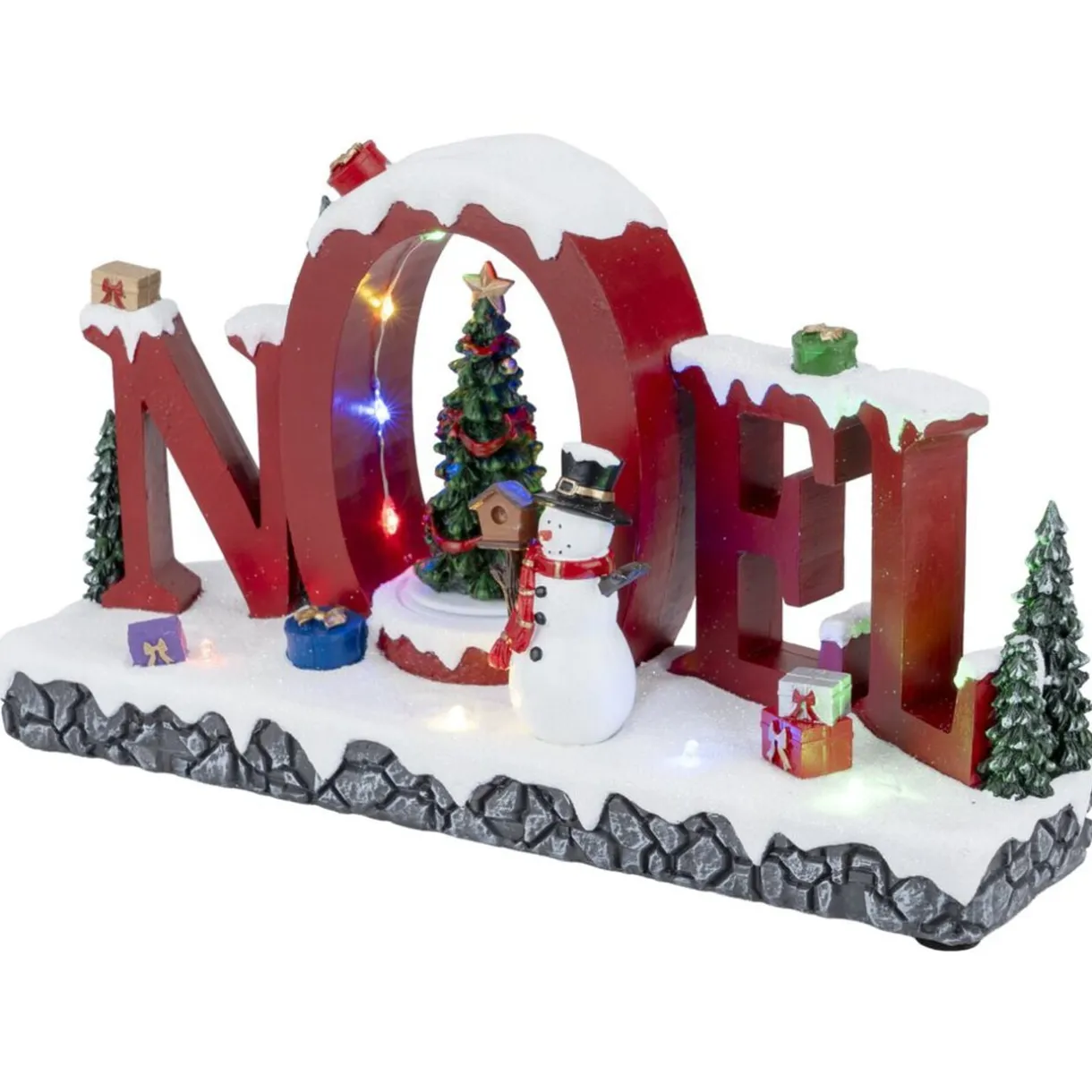 Village Noël lumineux et animé 12 LED scène festive 29,5x10xH16,5cm < Gifi Sale
