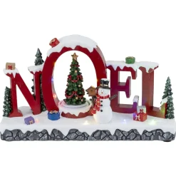 Village Noël lumineux et animé 12 LED scène festive 29,5x10xH16,5cm < Gifi Sale